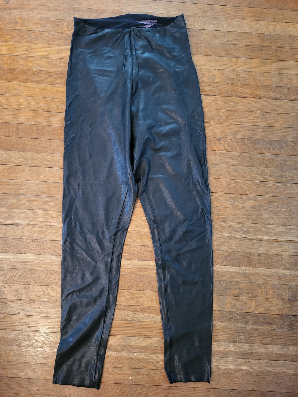 Commando Black Faux Leather Control Leggings